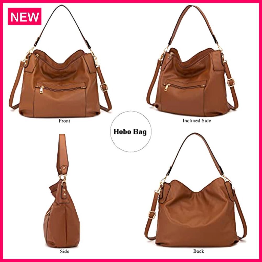 Large Tote Hobo Crossbody Bag Set with Wallet, Synthetic Leather, Multi-Pocket - Picture 5 of 8